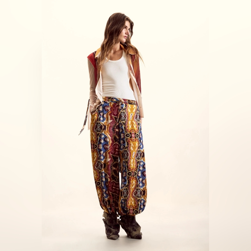 Desigual x Christian Lacroix Printed Trousers NWT Size M Boho Wide Leg Pockets S